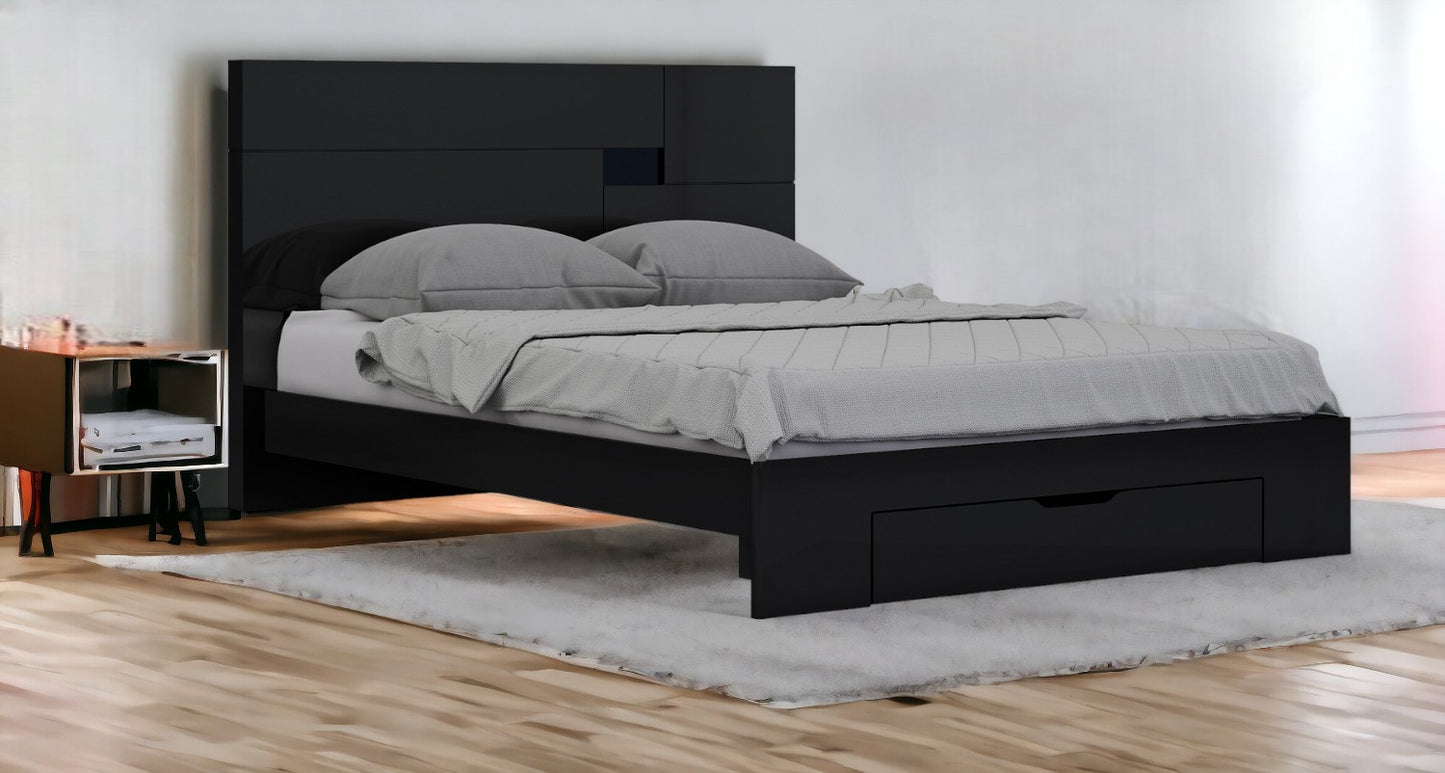 Black Solid Wood Queen Bed Frame