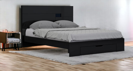 Black Solid Wood Queen Bed Frame