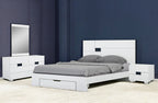 Four Piece White Solid Wood Bedroom Set With Mirror