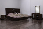 Four Piece Wood Brown Solid Wood Bedroom Set With Mirror