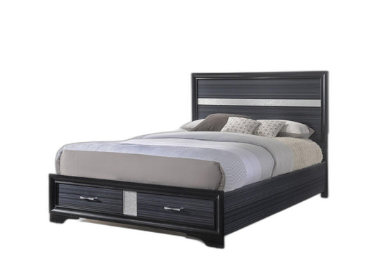 Black And Gray Wood Queen With Two Drawers Bed Frame