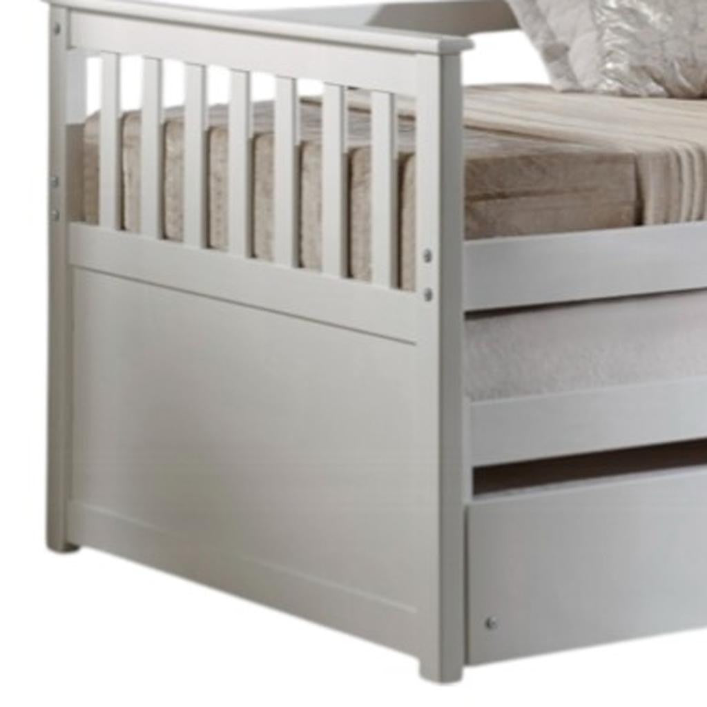 Gray and Brown Wood Twin Bed Frame With Trundle