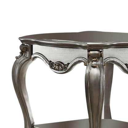 24" Gray Solid Wood End Table With Shelf