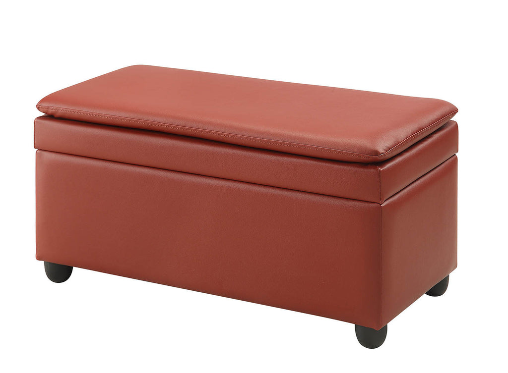 19" Wine and Black Upholstered Faux Leather Bench with Flip top