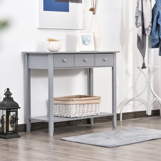 Console Table Industrial Desk with Drawer Bottom Shelf & Large Tabletop for Entryway or Living Room