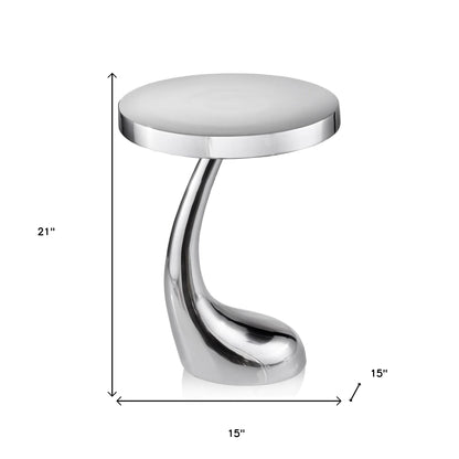 21" Silver Aluminum Round Abstract End Table