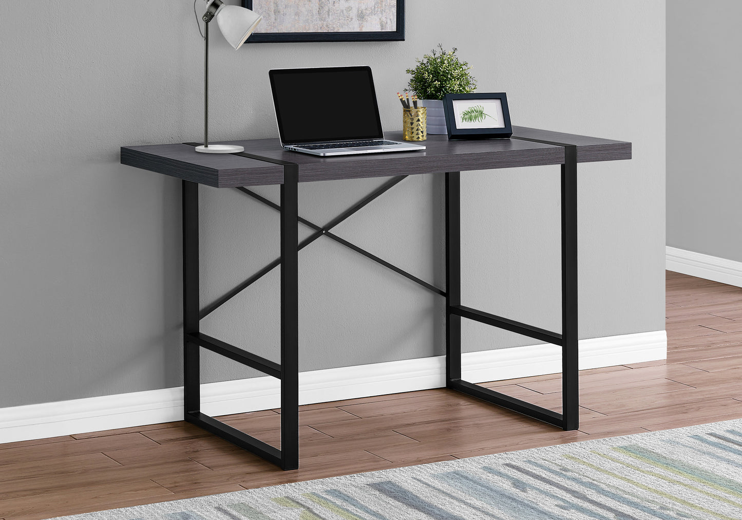 24" Gray and Black Computer Desk