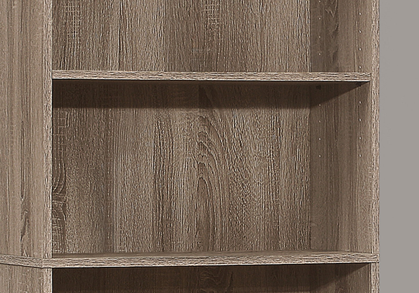 71" Taupe Distressed Wood Adjustable Five Tier Bookcase