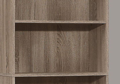 71" Taupe Distressed Wood Adjustable Five Tier Bookcase