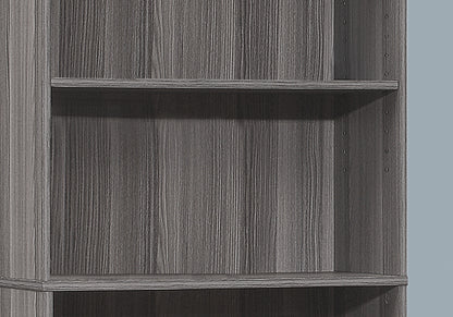 71" Gray Wood Adjustable Five Tier Bookcase