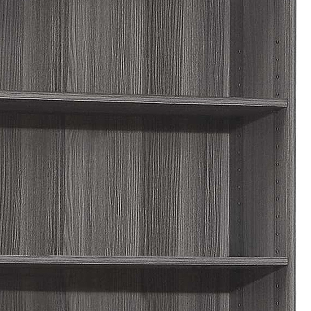 71" Gray Wood Adjustable Five Tier Bookcase