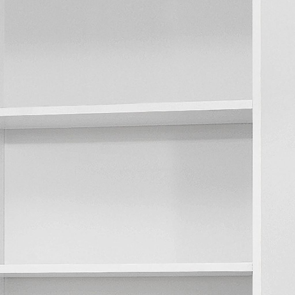 71" White Wood Adjustable Five Tier Bookcase