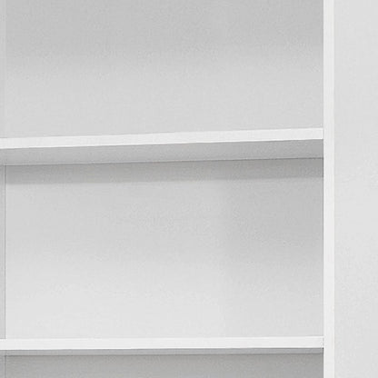 71" White Wood Adjustable Five Tier Bookcase