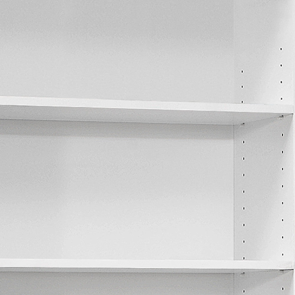 71" White Wood Adjustable Five Tier Bookcase