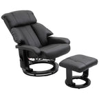 Massage Recliner Chair with Ottoman, 360° Swivel Recliner and Footstool, 10 Point Vibration, PU Leather Reclining Chair with Side Pocket and Remote Control, Black