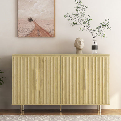 Wood Modern Buffet Cabinet With Storage, Fluted Sideboard Large Buffet With Adjustable Shelves, Credenza, Accent Cabinet Console Table