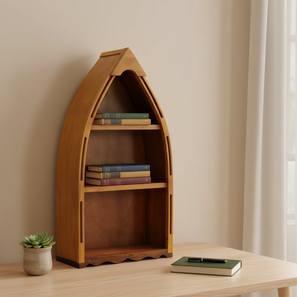 34" Wood Three Tier Boat Bookcase