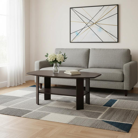 Set of Three 36" Brown Coffee Table With Shelf