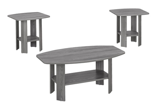 Set of Three 36" Gray Coffee Table With Shelf