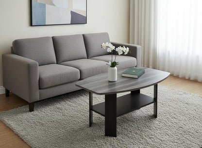 Set of Three 36" Gray And Black Wood Coffee Table With Shelf