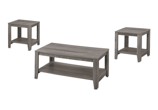 Set of Three 42" Gray Coffee Table With Shelf