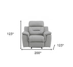 Three Piece Indoor Gray Genuine Leather Five Person Seating Set