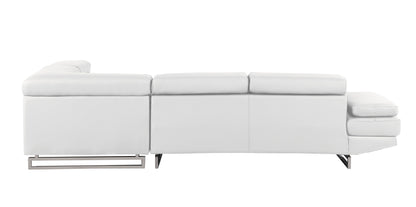Gray Leather L Shaped Two Piece Corner Sectional