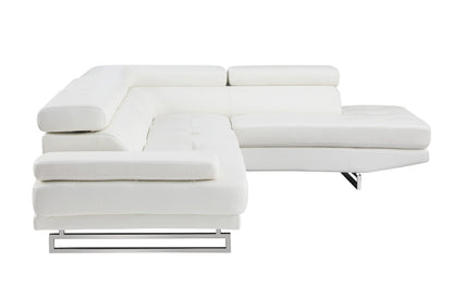 Gray Leather L Shaped Two Piece Corner Sectional