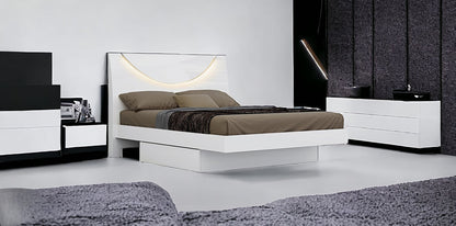 White Solid Wood King Bed Frame