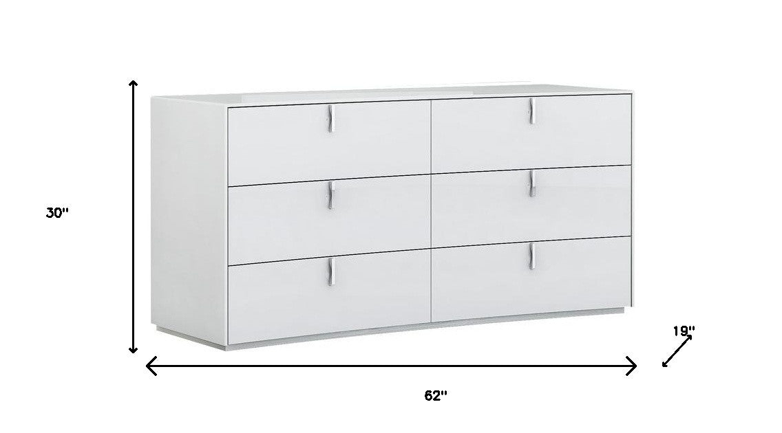 62" X 19" X 30" White  Dresser