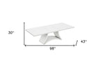 98" White Solid Manufactured Wood Dining Table