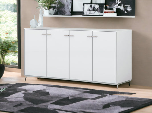 72" White Buffet Table with Four Doors