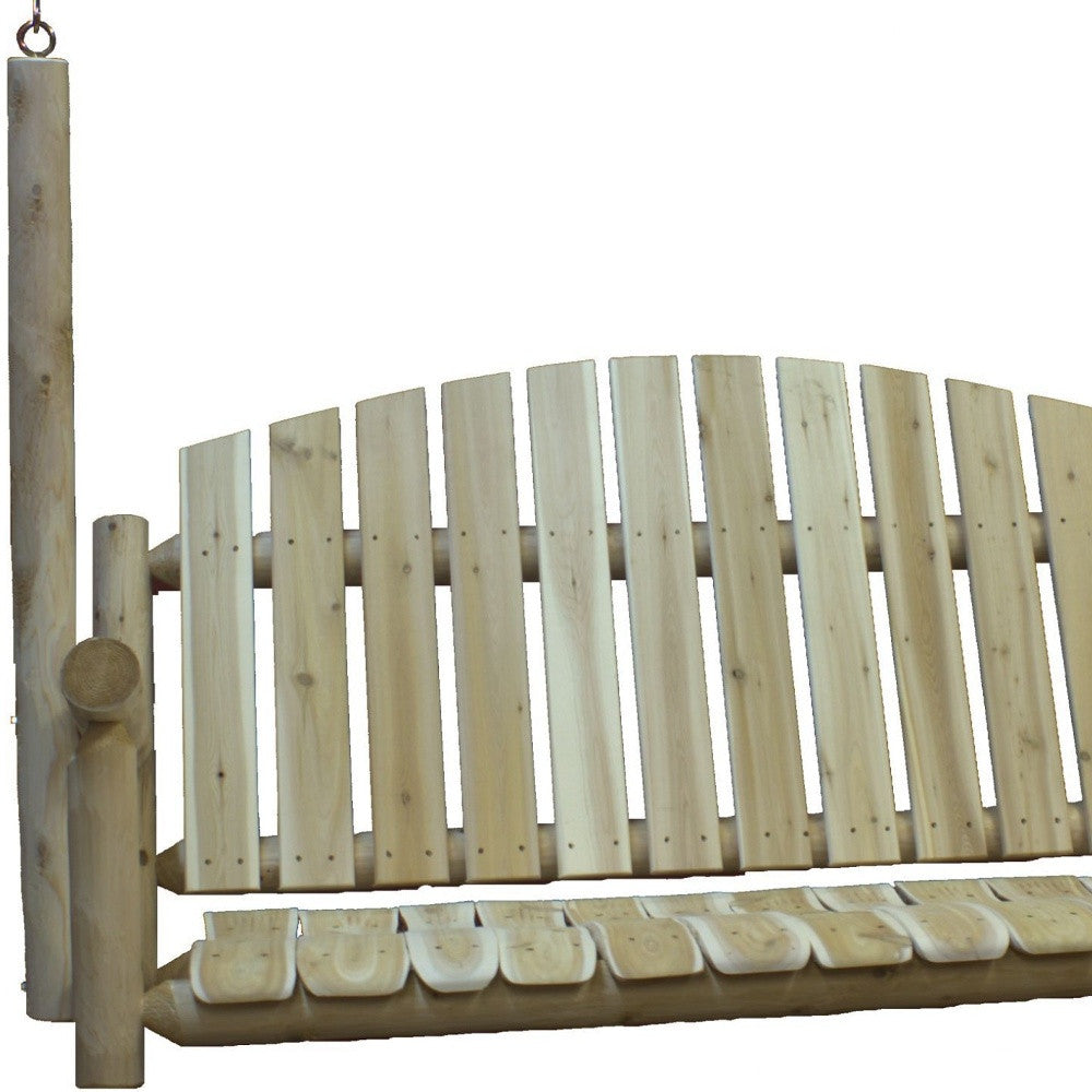 71" Natural Solid Wood Swing Chair