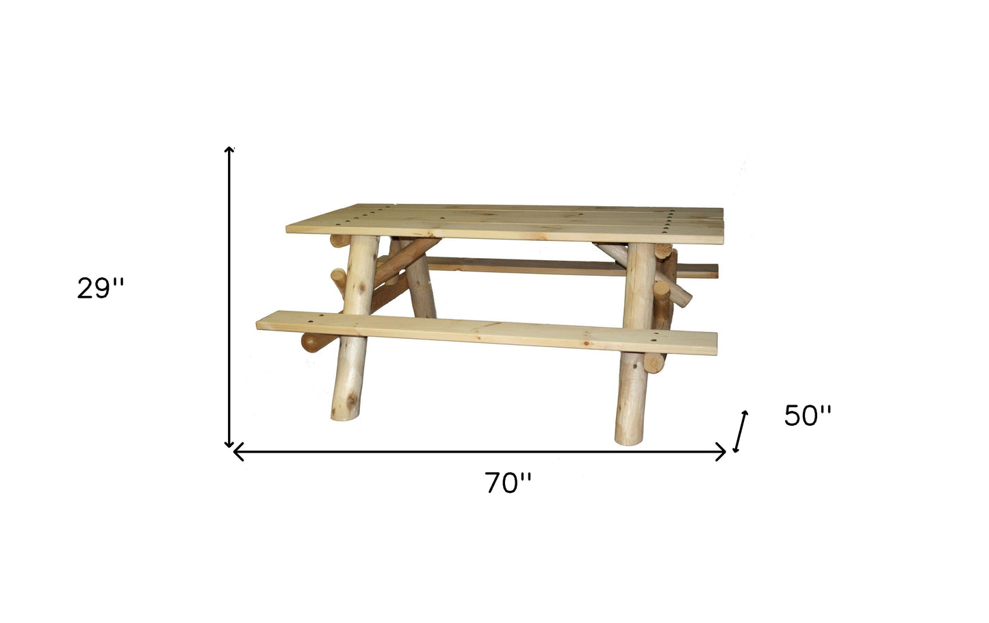 70" Natural Solid Wood Outdoor Picnic Table