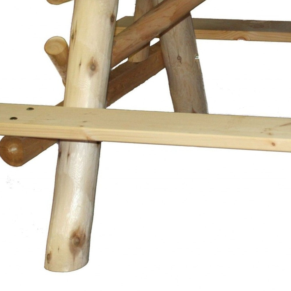 70" Natural Solid Wood Outdoor Picnic Table