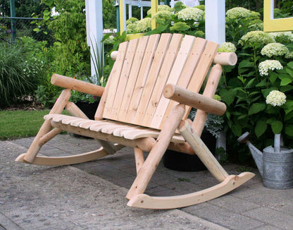 53" X 42" X 40"  Natural Wood Rocking Loveseat