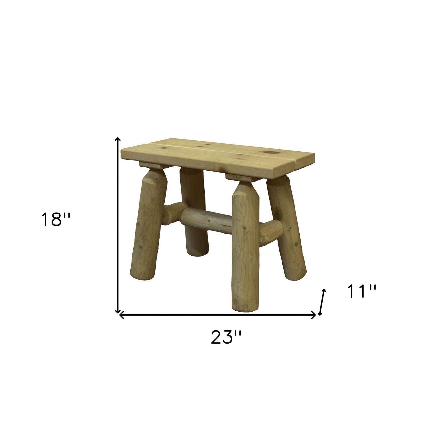 23" X 11" X 18"  Natural Wood End Bench Pair