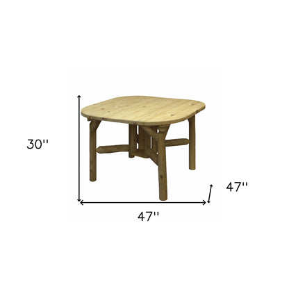 47" Natural Square Solid Wood Outdoor Dining Table