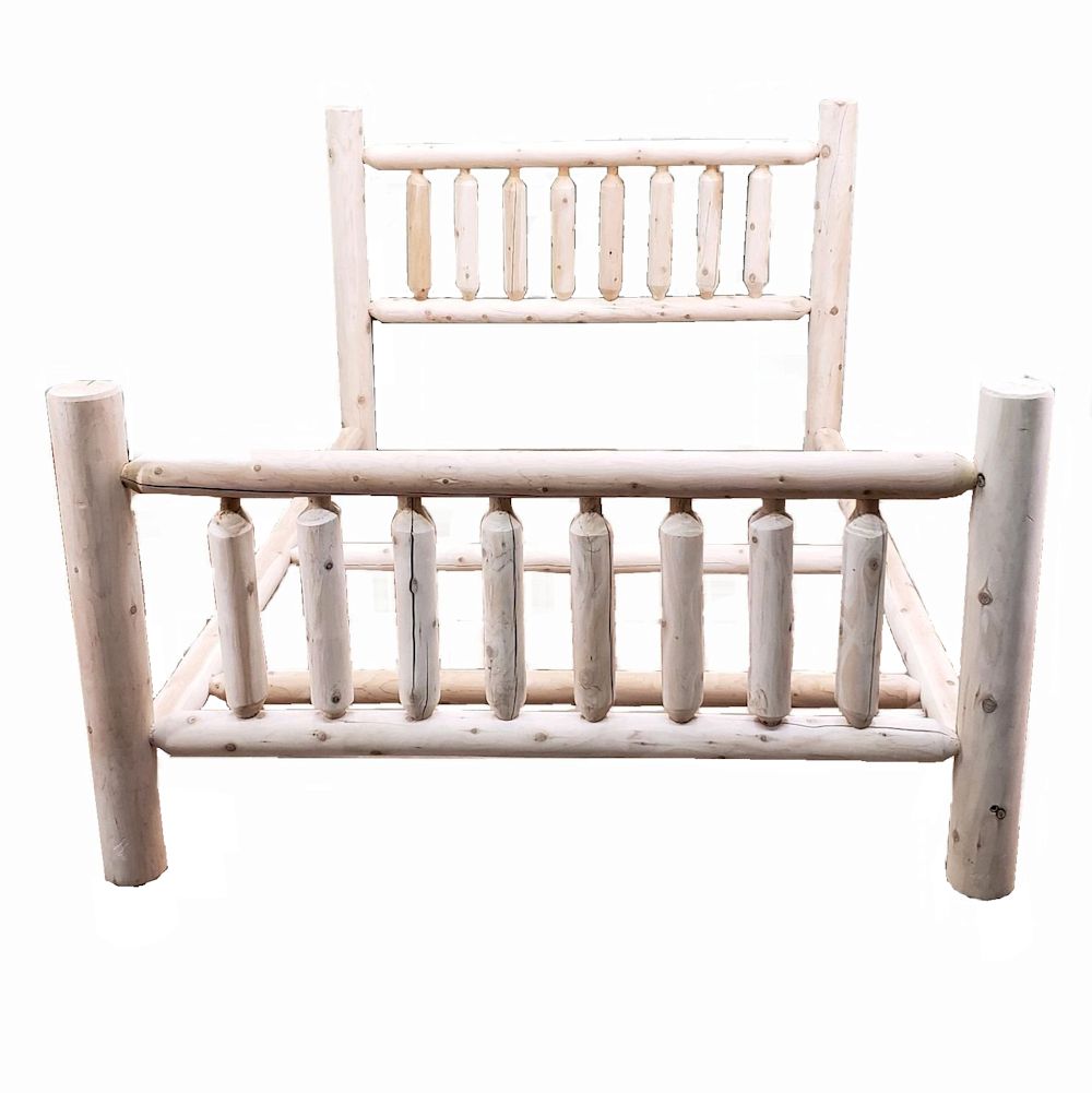 Natural Light Honey Finish Low Post Cedar Log King Bed