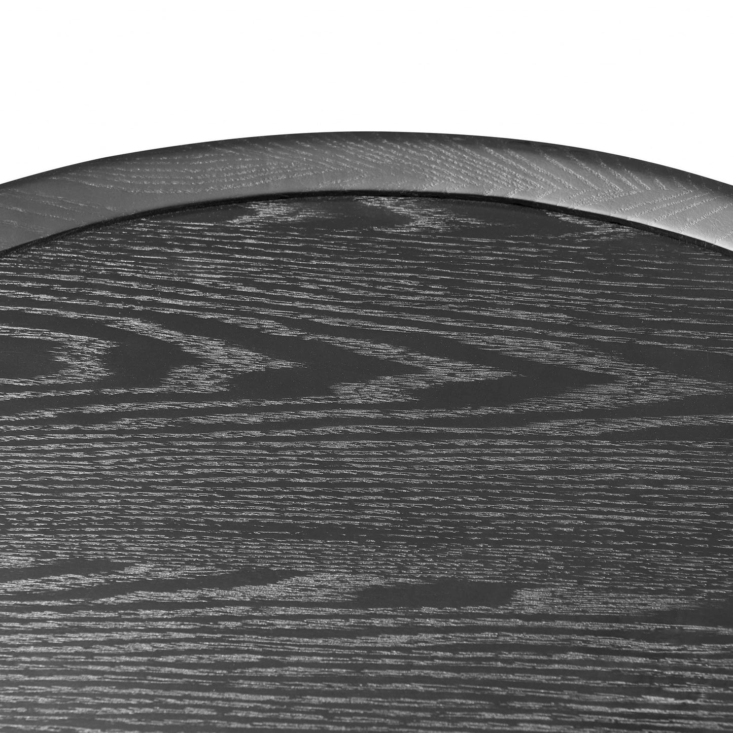 35" Black Wood And Metal Round Frame Coffee Table