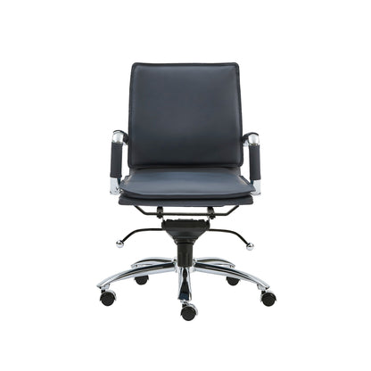 Blue and Silver Adjustable Swivel Faux Leather Rolling Conference Office Chair