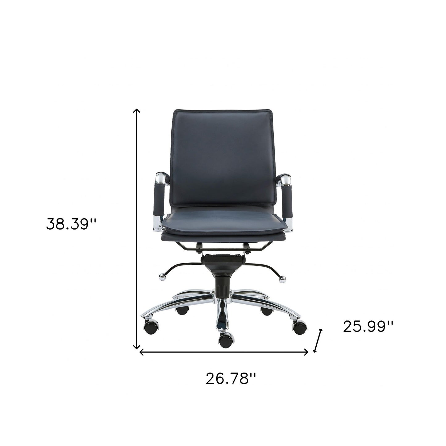 Blue and Silver Adjustable Swivel Faux Leather Rolling Conference Office Chair