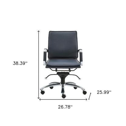 Blue and Silver Adjustable Swivel Faux Leather Rolling Conference Office Chair