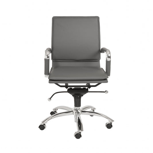 Silver and Gray Adjustable Swivel Faux Leather Rolling Conference Office Chair