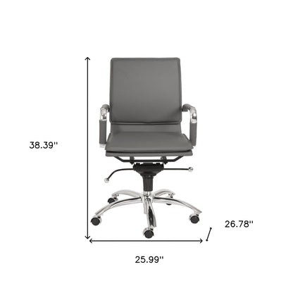 Silver and Gray Adjustable Swivel Faux Leather Rolling Conference Office Chair
