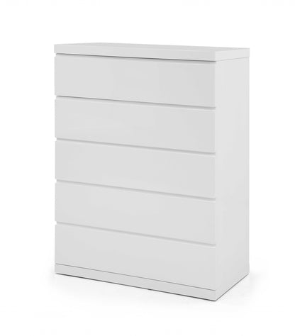 36" White Wood Five Drawer Dresser