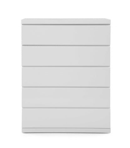 36" White Wood Five Drawer Dresser