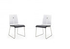 Set of Two Black and Silver Upholstered Faux Leather Dining Side Chairs