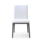 Set of Two White and Gray Upholstered Faux Leather Dining Side Chairs
