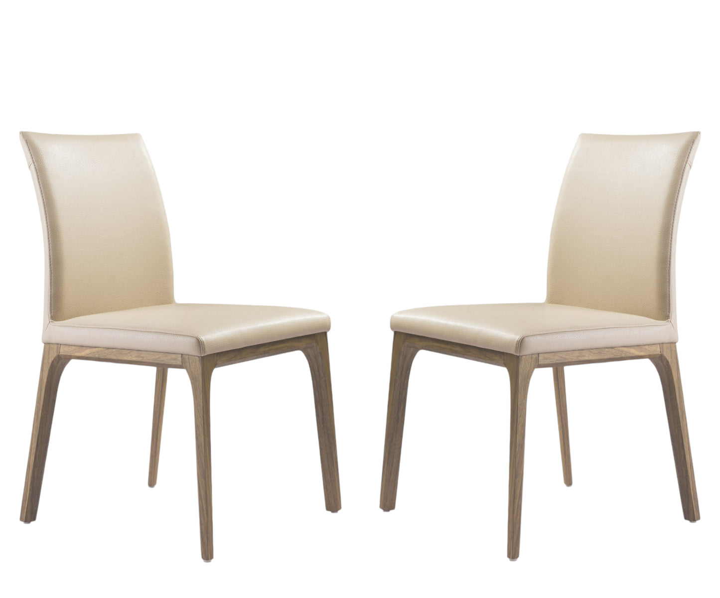Set of Two Taupe and Brown Upholstered Faux Leather Dining Side Chairs